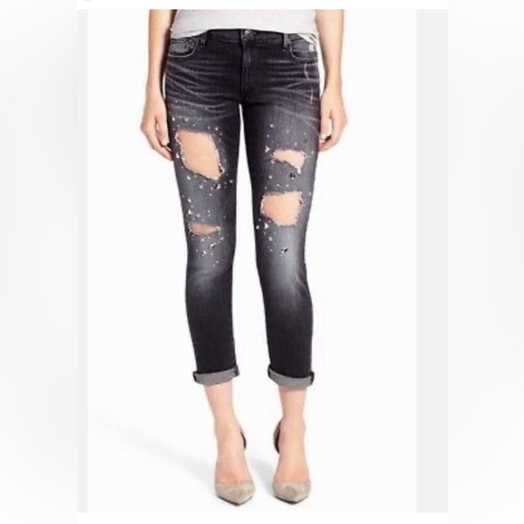 True religion Liv Relaxed Skinny Crystal Jean Black Smog Denim - Picture 2 of 16